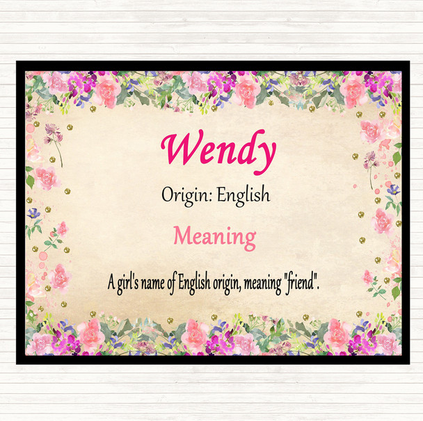 Wendy Name Meaning Mouse Mat Pad Floral
