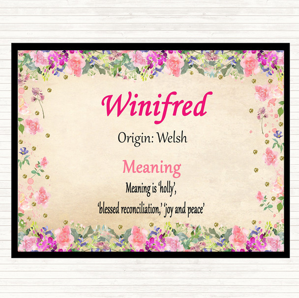 Winifred Name Meaning Mouse Mat Pad Floral