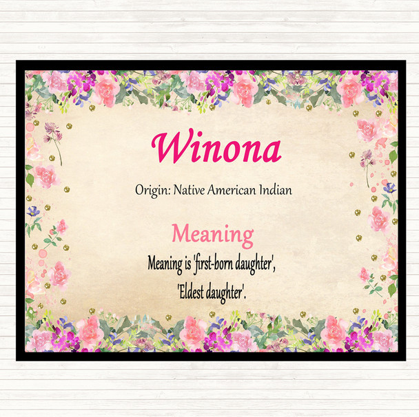 Winona Name Meaning Mouse Mat Pad Floral