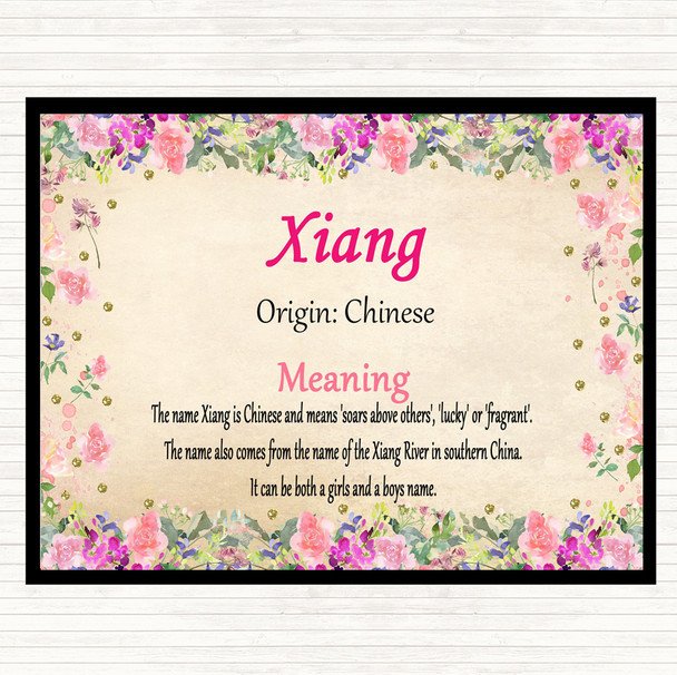 Xiang Name Meaning Mouse Mat Pad Floral