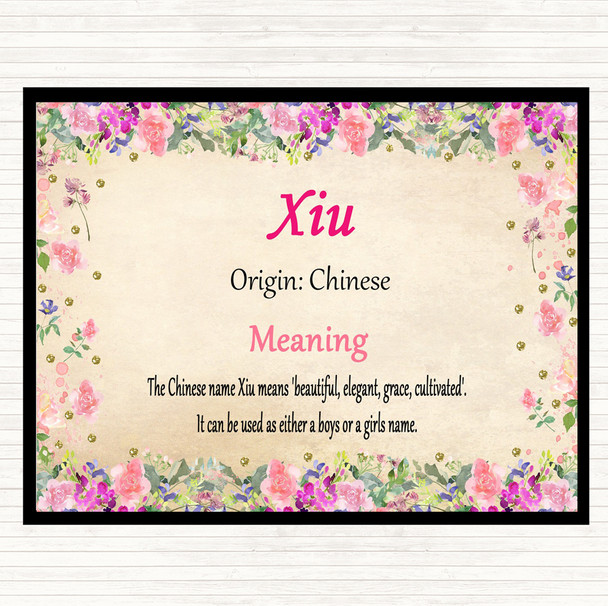 Xiu Name Meaning Mouse Mat Pad Floral