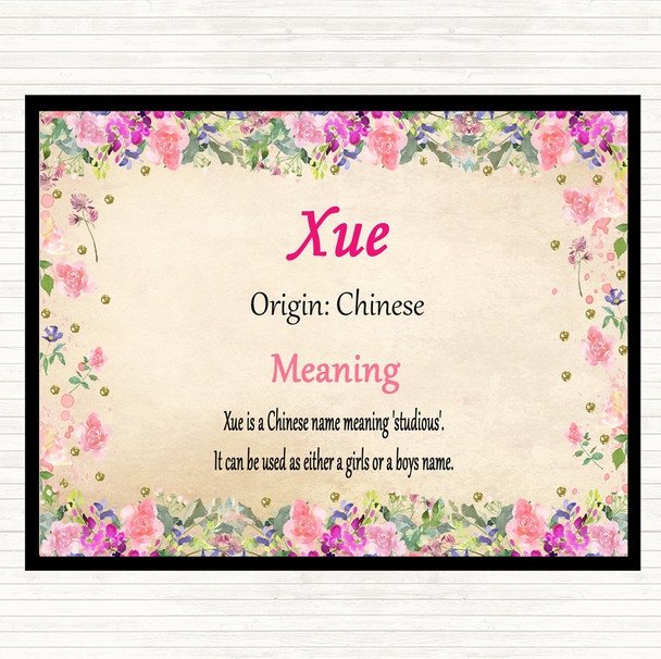 Xue Name Meaning Mouse Mat Pad Floral