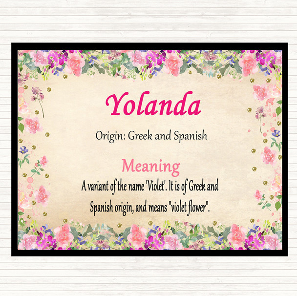 Yolanda Name Meaning Mouse Mat Pad Floral