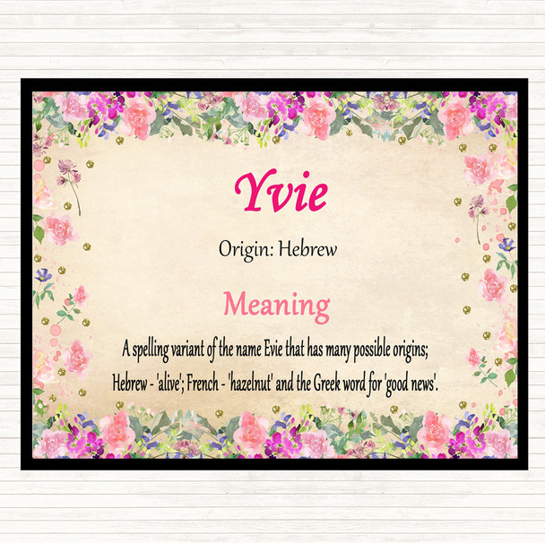 Yvie Name Meaning Mouse Mat Pad Floral