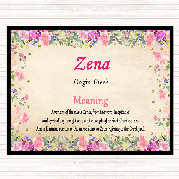 Zena Name Meaning Mouse Mat Pad Floral