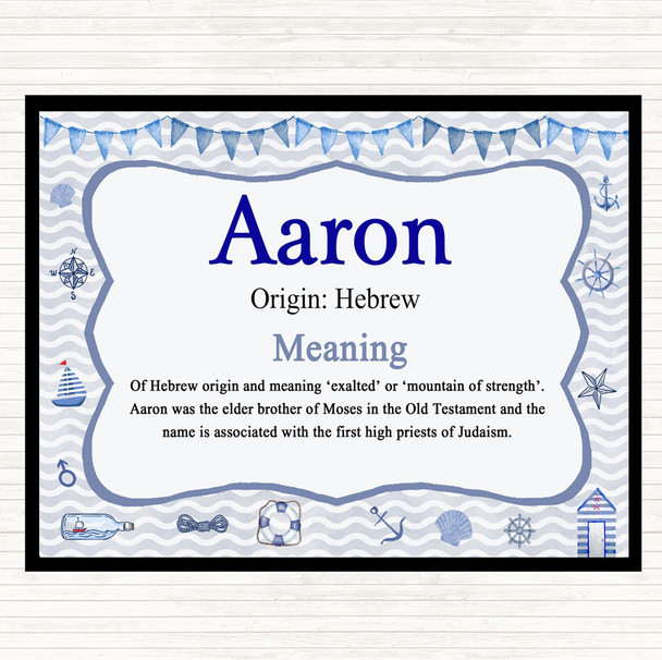 Aaron Name Meaning Mouse Mat Pad Nautical