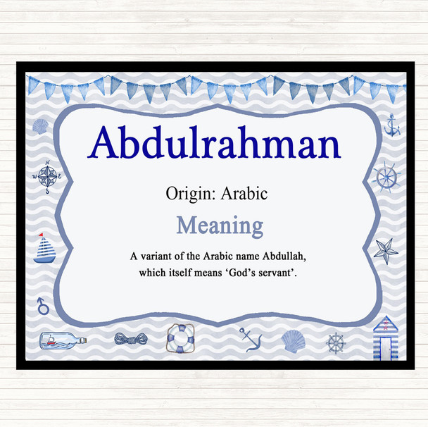 Abdulrahman Name Meaning Mouse Mat Pad Nautical