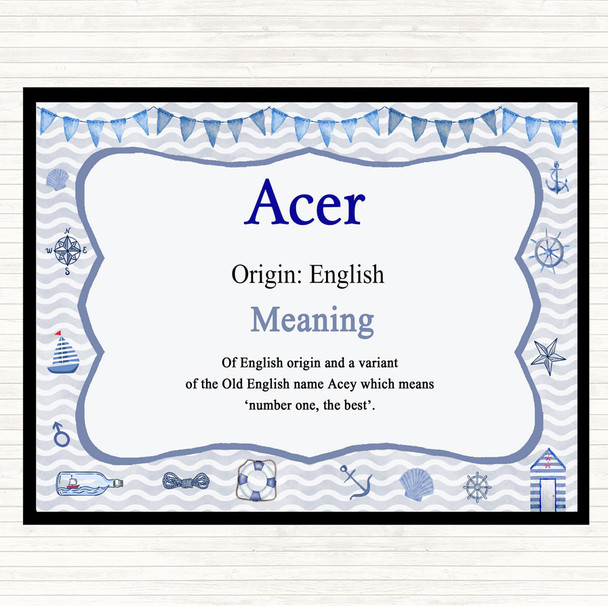 Acer Name Meaning Mouse Mat Pad Nautical