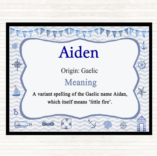 Aiden Name Meaning Mouse Mat Pad Nautical