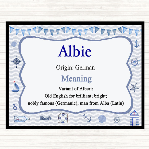 Albie Name Meaning Mouse Mat Pad Nautical