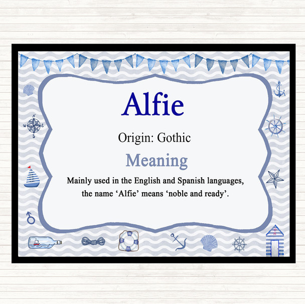 Alfie Name Meaning Mouse Mat Pad Nautical