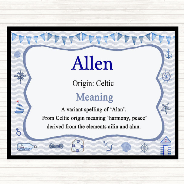 Allen Name Meaning Mouse Mat Pad Nautical