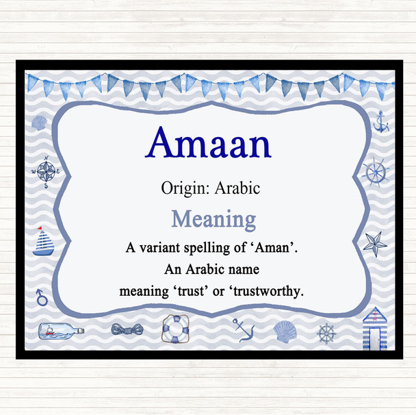 Amaan Name Meaning Mouse Mat Pad Nautical