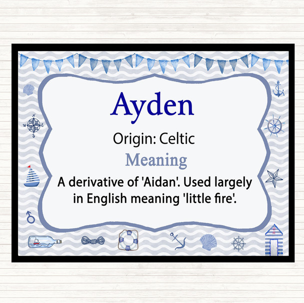 Ayden Name Meaning Mouse Mat Pad Nautical