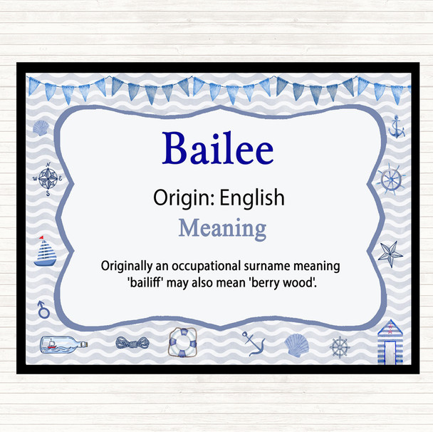 Bailee Name Meaning Mouse Mat Pad Nautical