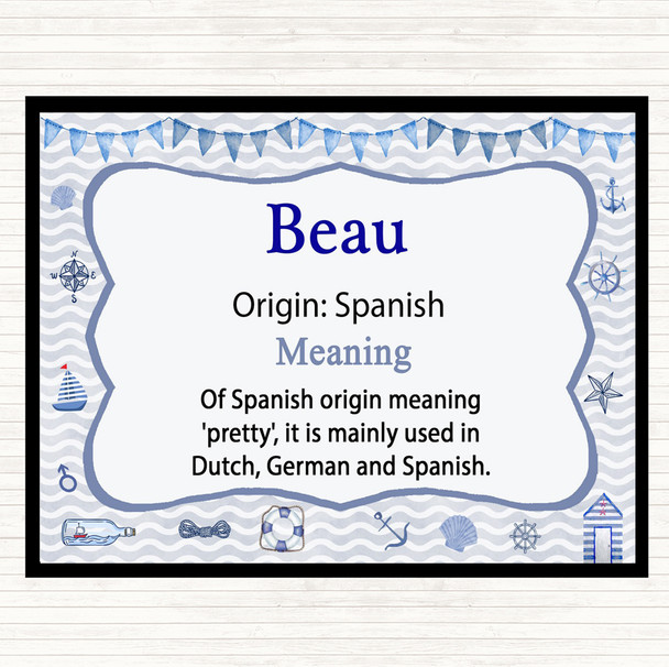 Beau Name Meaning Mouse Mat Pad Nautical