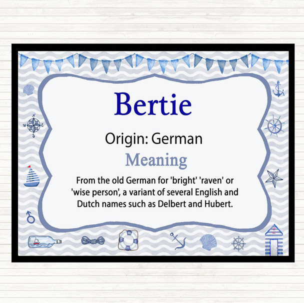 Bertie Name Meaning Mouse Mat Pad Nautical