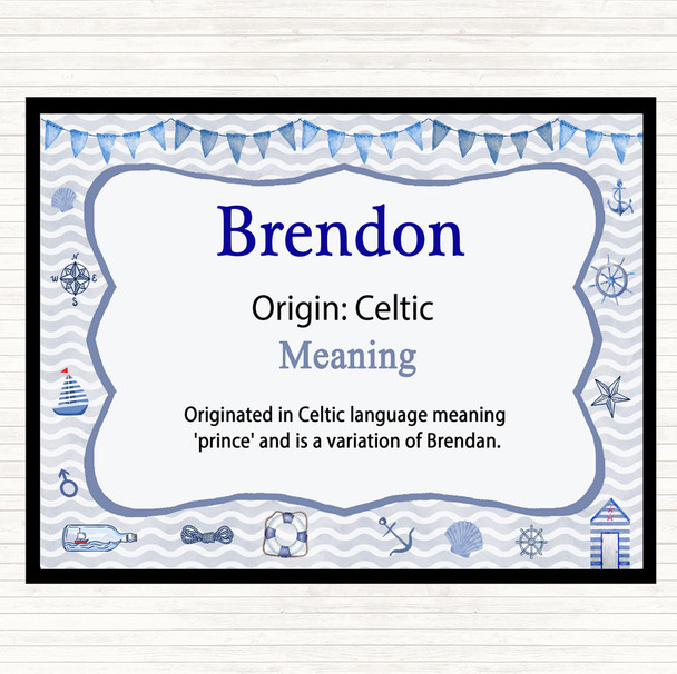 Brendon Name Meaning Mouse Mat Pad Nautical