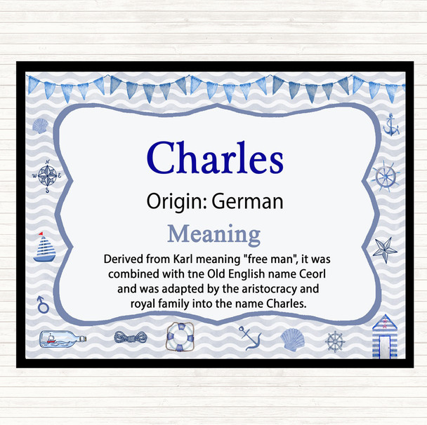 Charles Name Meaning Mouse Mat Pad Nautical