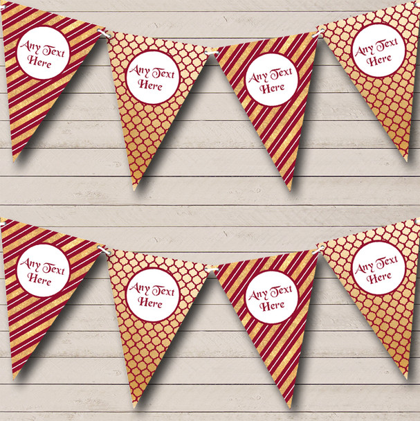 Gold & Red Xmas Stripes Personalised Christmas Decoration Bunting