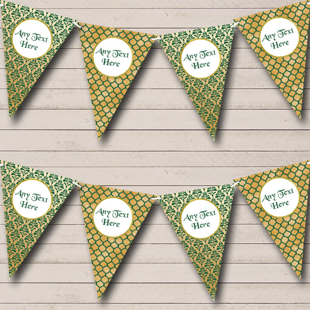 Gold & Green Xmas Personalised Christmas Decoration Bunting