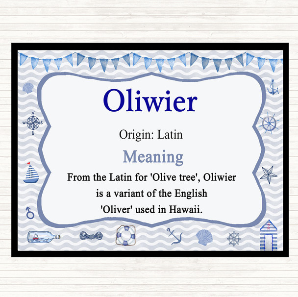 Oliwier Name Meaning Mouse Mat Pad Nautical