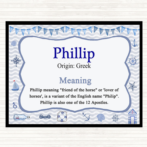 Phillip Name Meaning Mouse Mat Pad Nautical