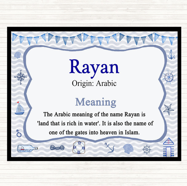 Rayan Name Meaning Mouse Mat Pad Nautical