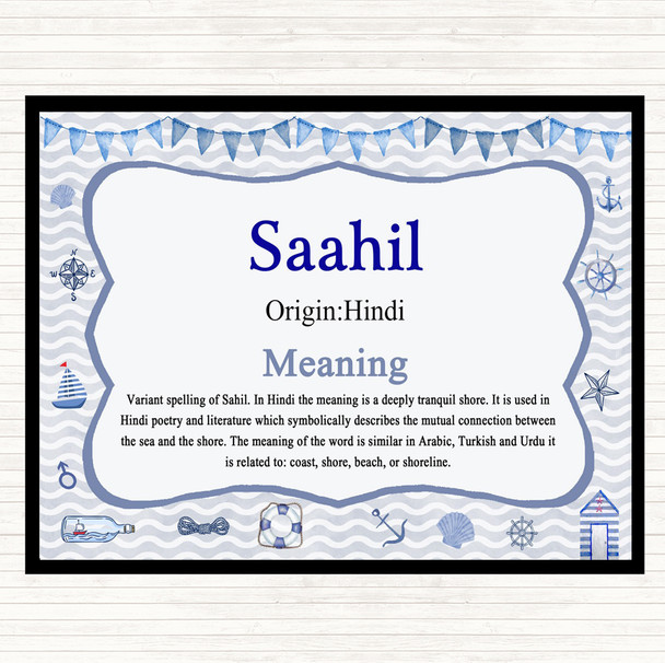 Saahil Name Meaning Mouse Mat Pad Nautical