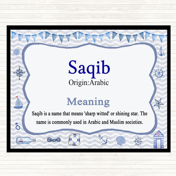Saqib Name Meaning Mouse Mat Pad Nautical