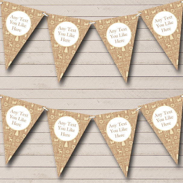 Brown Merry Xmas Personalised Christmas Decoration Bunting