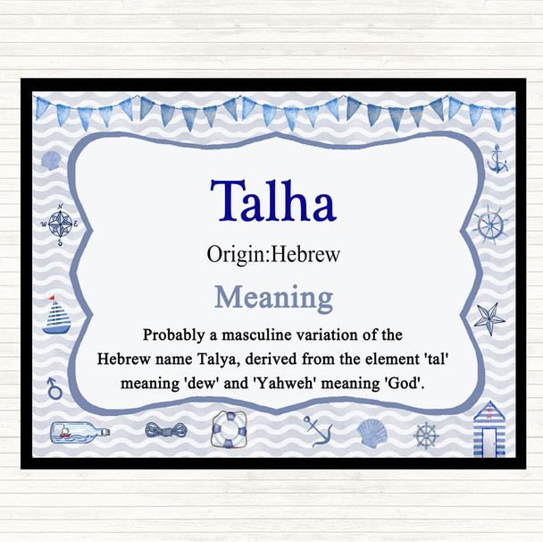 Talha Name Meaning Mouse Mat Pad Nautical