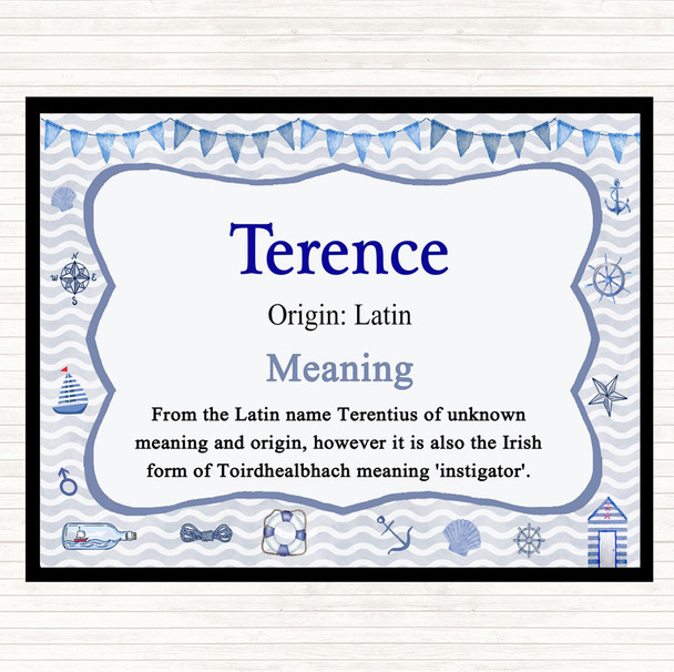 Terence Name Meaning Mouse Mat Pad Nautical