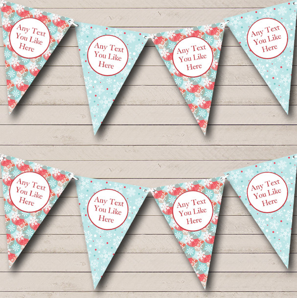 Blue Green & Pink Snowflakes Personalised Christmas Decoration Bunting
