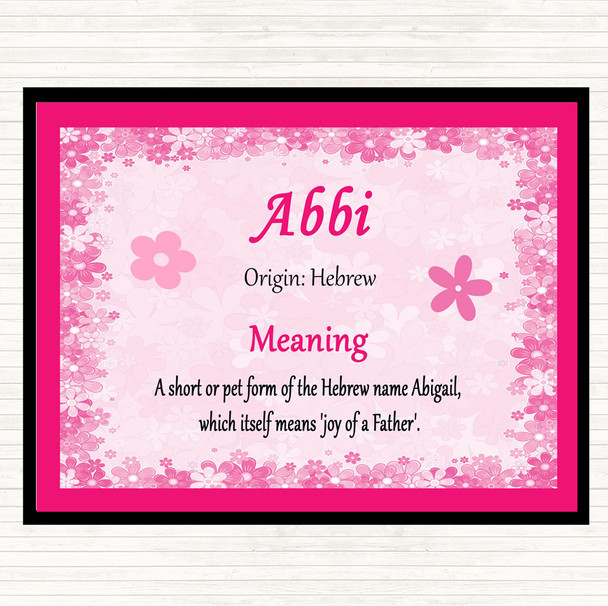 Abbi Name Meaning Mouse Mat Pad Pink