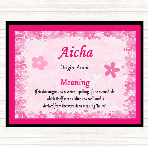 Aicha Name Meaning Mouse Mat Pad Pink