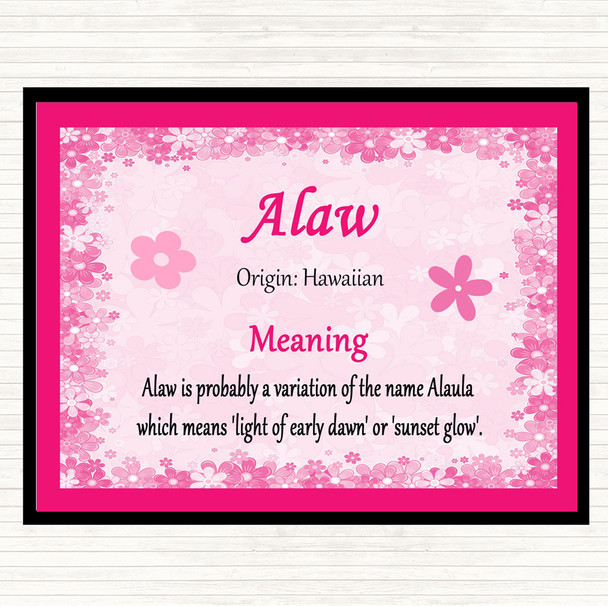 Alaw Name Meaning Mouse Mat Pad Pink