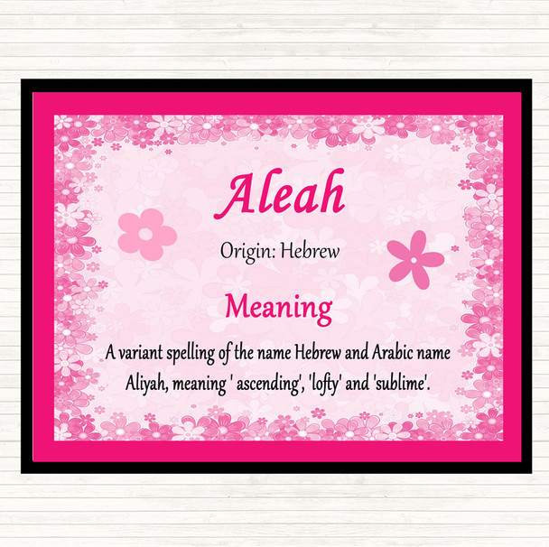 Aleah Name Meaning Mouse Mat Pad Pink