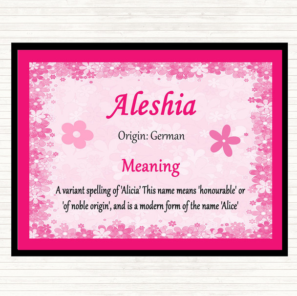 Aleshia Name Meaning Mouse Mat Pad Pink