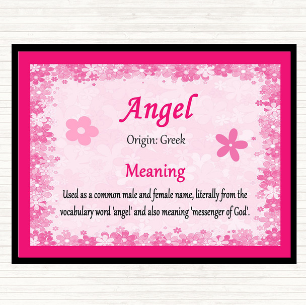 Angel Name Meaning Mouse Mat Pad Pink