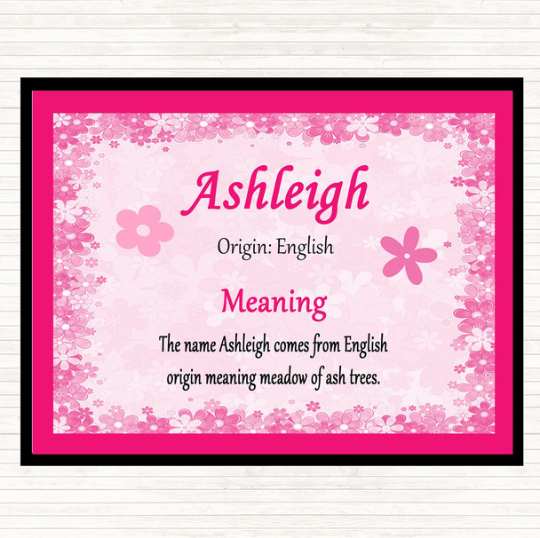 Ashleigh Name Meaning Mouse Mat Pad Pink