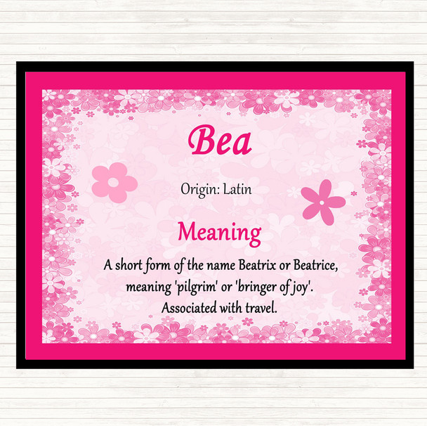 Bea Name Meaning Mouse Mat Pad Pink