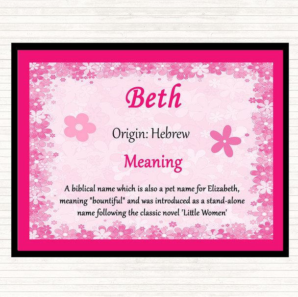 Beth Name Meaning Mouse Mat Pad Pink