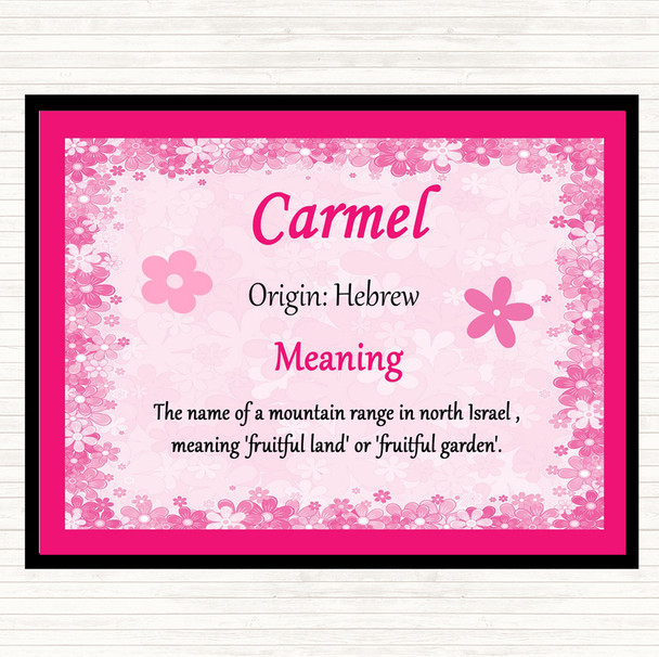 Carmel Name Meaning Mouse Mat Pad Pink