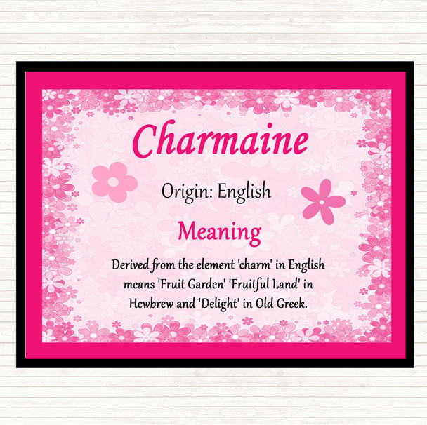 Charmaine Name Meaning Mouse Mat Pad Pink