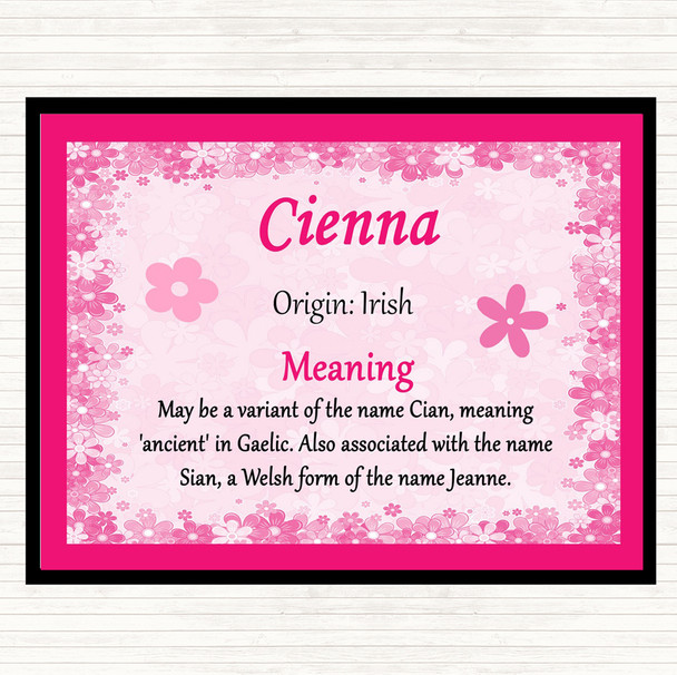 Cienna Name Meaning Mouse Mat Pad Pink