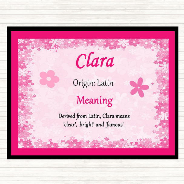 Clara Name Meaning Mouse Mat Pad Pink