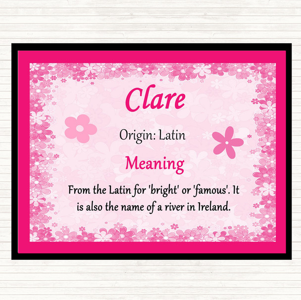Clare Name Meaning Mouse Mat Pad Pink