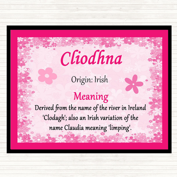 Cliodhna Name Meaning Mouse Mat Pad Pink