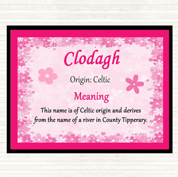 Clodagh Name Meaning Mouse Mat Pad Pink
